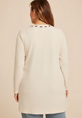 Plus Size Ribbed Bow Front Tie Cardigan, C3363, small