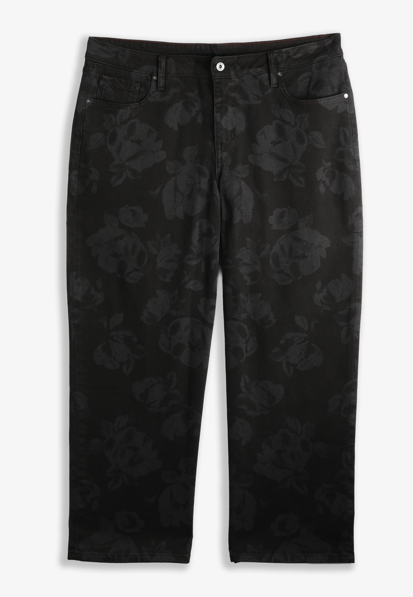 Plus Size edgely™ Black Floral High Rise Wide Leg Jean