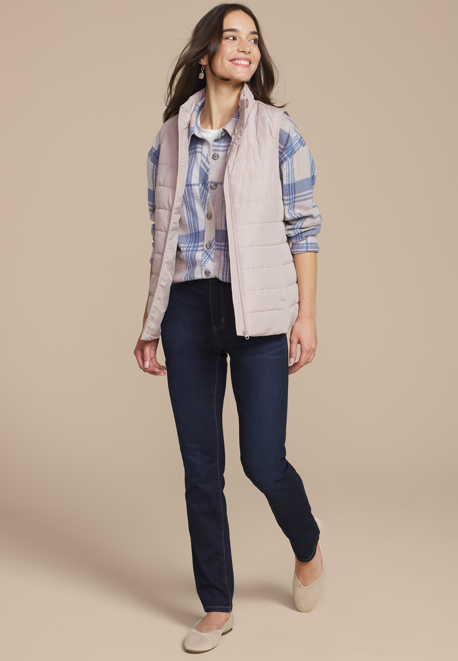 Champagne Quilted Vest, C727, large