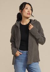 Cozy Hooded Open Front Cardigan, C186, small
