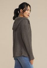 Cozy Hooded Open Front Cardigan, C186, small
