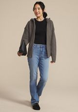 Cozy Hooded Open Front Cardigan, C186, small