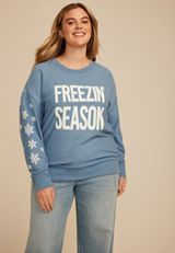 Plus Size Freezin Season Relaxed Fit Sweatshirt, , small