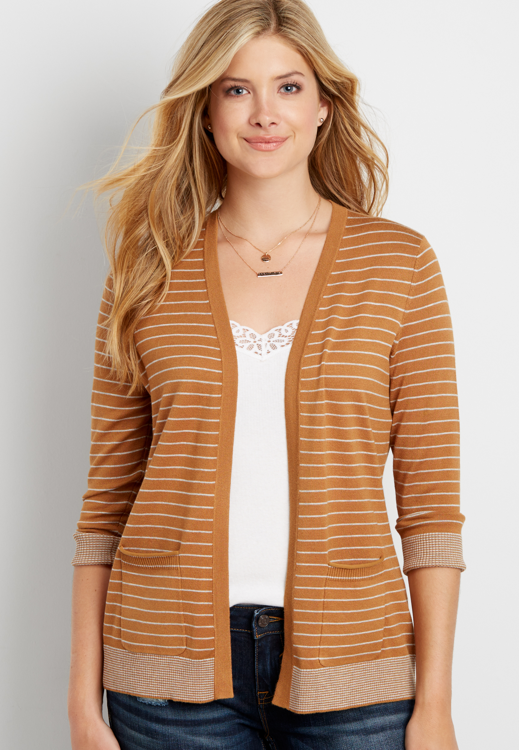 the classic striped boyfriend cardigan maurices