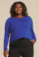 Plus Size 24/7 Kennedy Long Sleeve Tee, OCEAN COBALT, small
