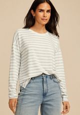 24/7 Clara Long Sleeve Terry Tee, BLUE COMBO, small