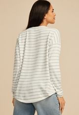 24/7 Clara Long Sleeve Terry Tee, BLUE COMBO, small