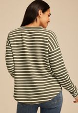 24/7 Clara Long Sleeve Seersucker Tee, C1829, small
