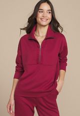 Sparkle Cloud Scuba Knit Half Zip Sweatshirt, , small