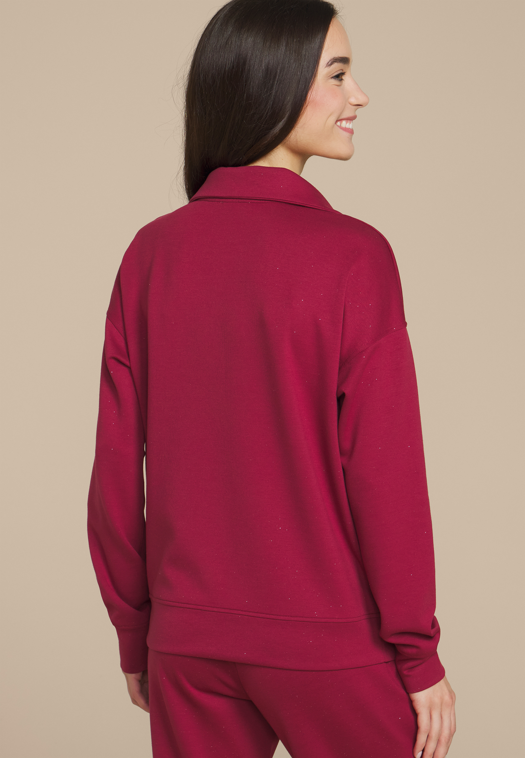 Sparkle Scuba Knit Half Zip Sweatshirt, , small