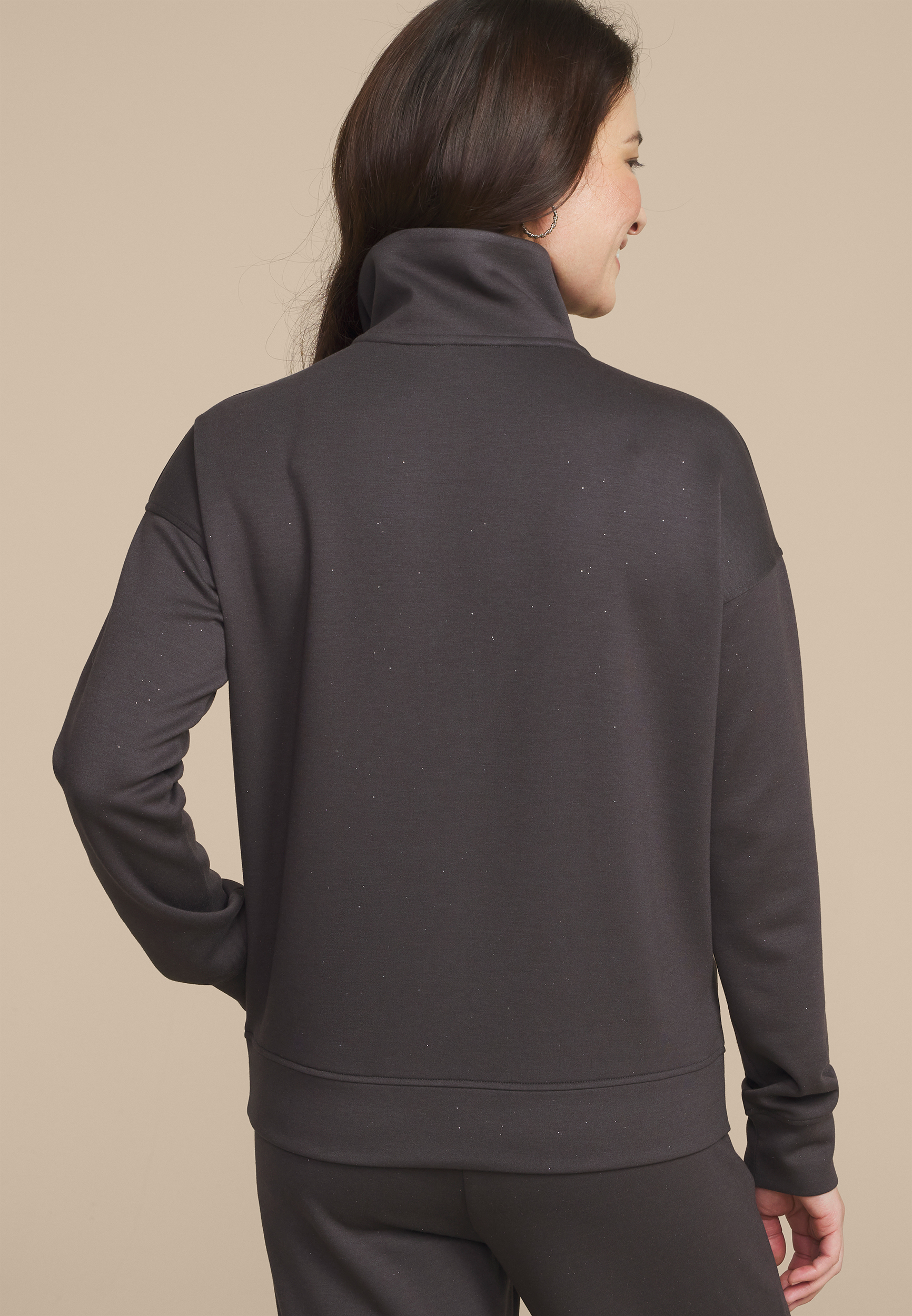 Sparkle Cloud Scuba Knit Half Zip Sweatshirt, C205, large