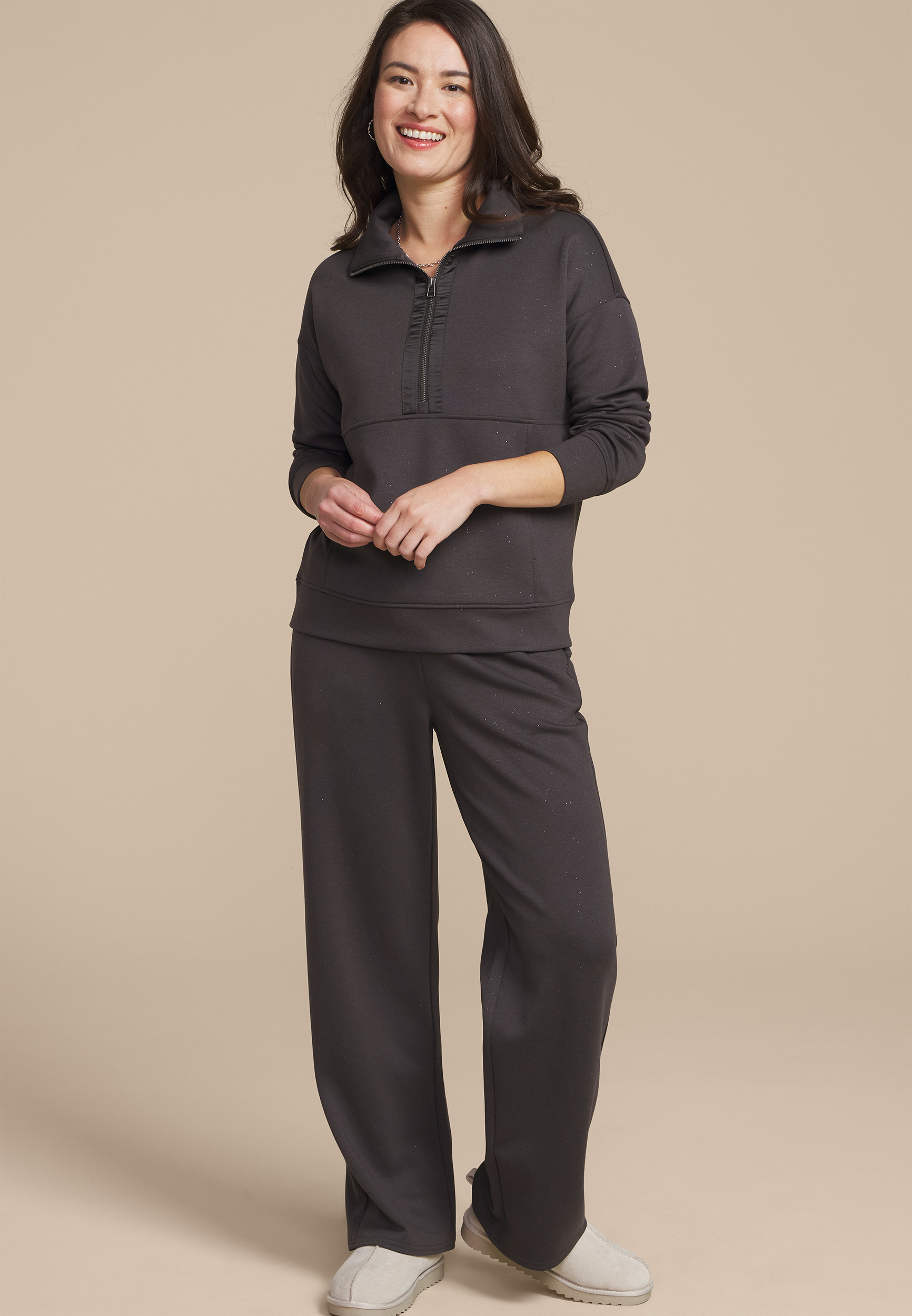Sparkle Cloud Scuba Knit Half Zip Sweatshirt, C205, large