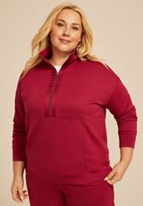 Plus Size Sparkle Scuba Knit Half Zip Sweatshirt, C1375, small