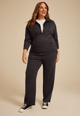 Plus Size Sparkle Scuba Knit Half Zip Sweatshirt, SLATE, small