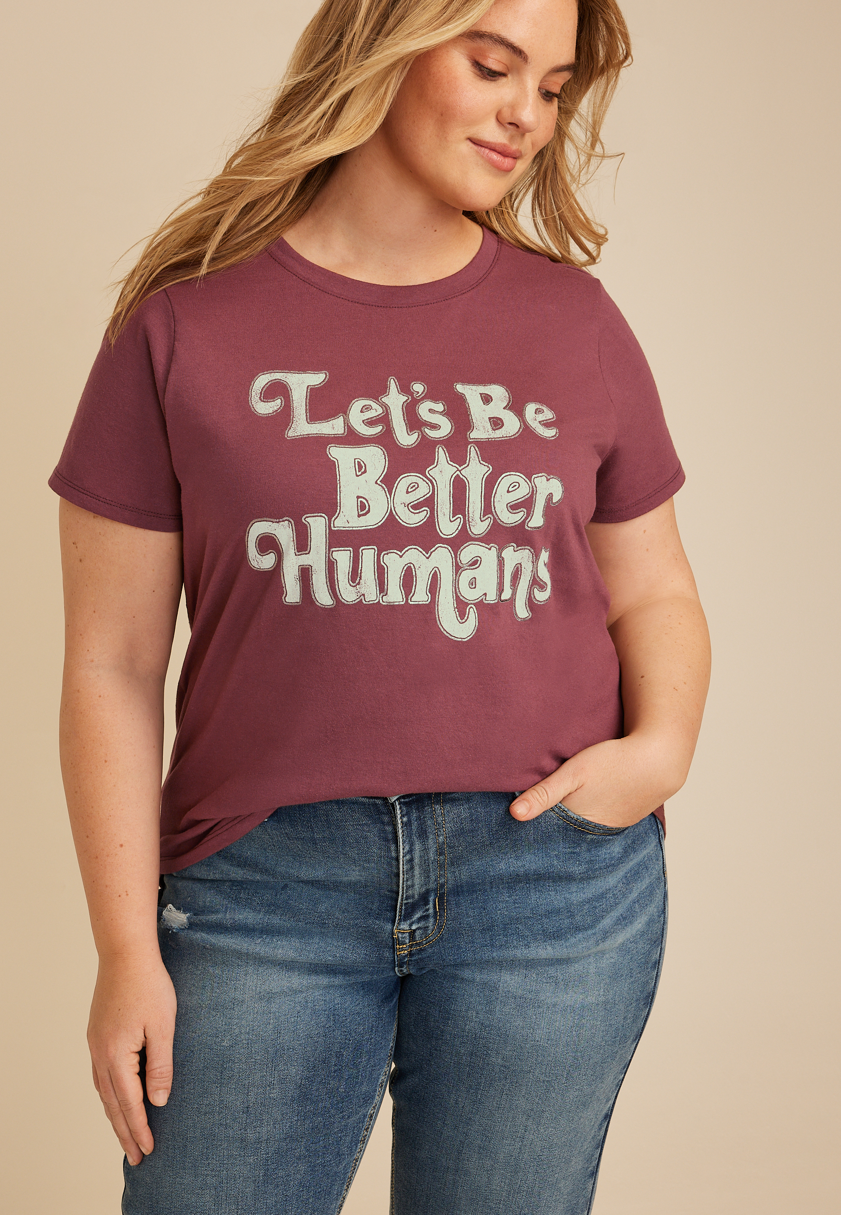 Plus Size Lets Be Better Humans Classic Fit Graphic Tee, C7176, large