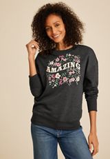 Amazing Grace Floral Relaxed Fit Sweatshirt, C106, small