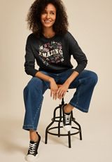 Amazing Grace Floral Relaxed Fit Sweatshirt, C106, small