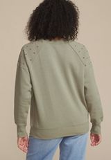 Olive Embroidered Star Shoulder Sweatshirt, OLIVE FOG, small