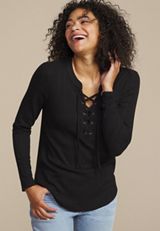 Variegated Lace Up Top, C106, small