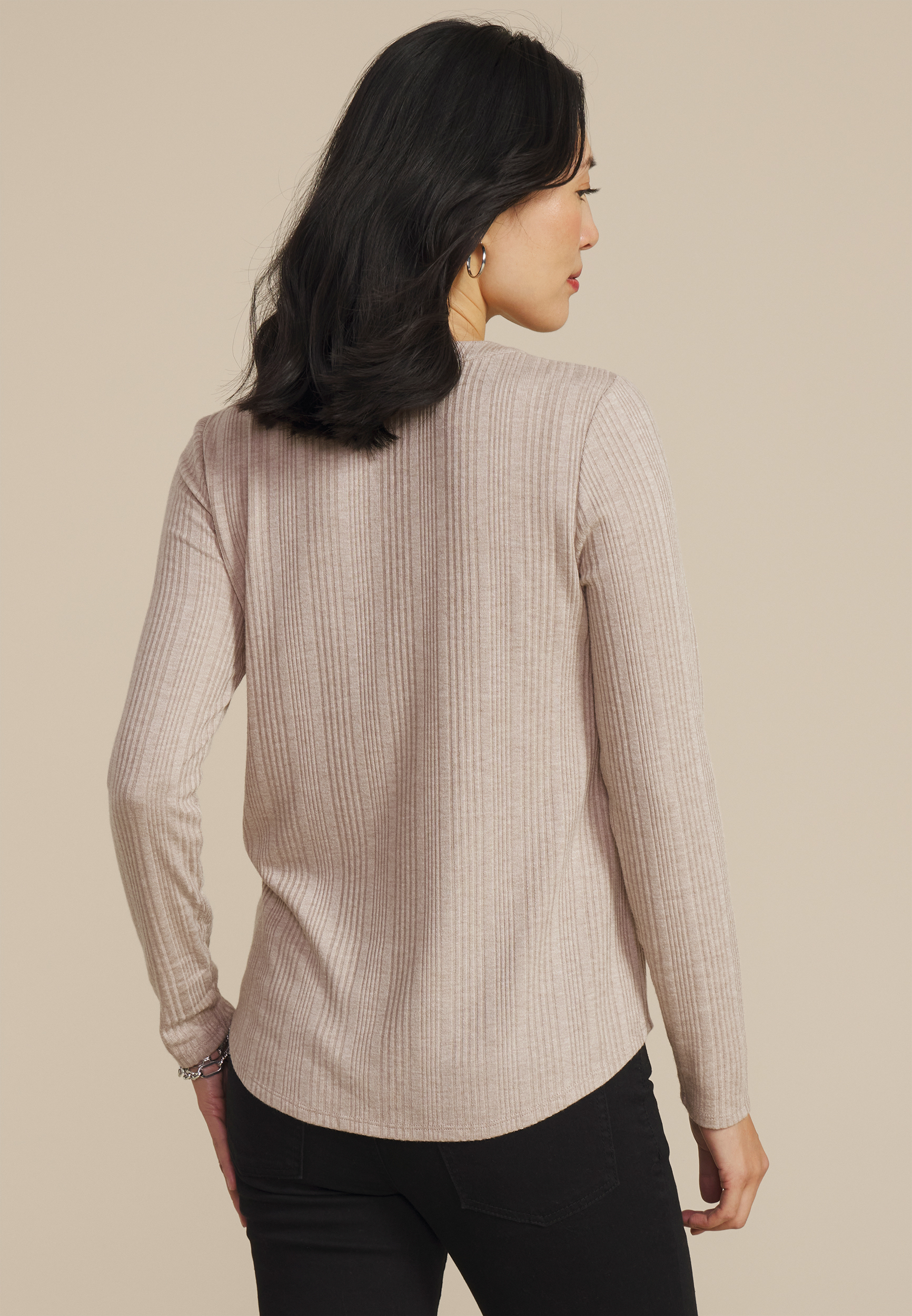 Heathered Variegated Lace Up Top, C977, large