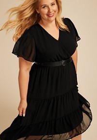 Plus Size Black Chevron Metallic Wrap Jumpsuit