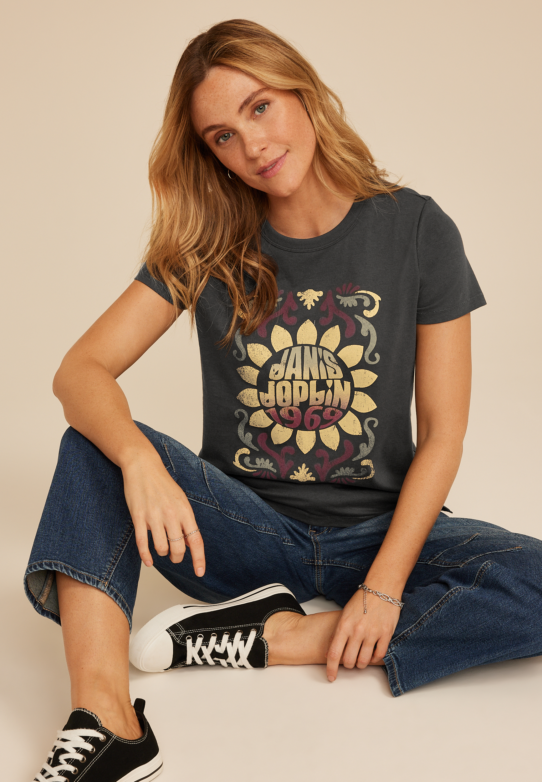 Janis Joplin 1969 Classic Fit Graphic Tee, C1876, large