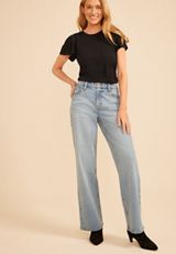 edgely&trade; Adjustable Waist High Rise Wide Leg Jean, C3337, small