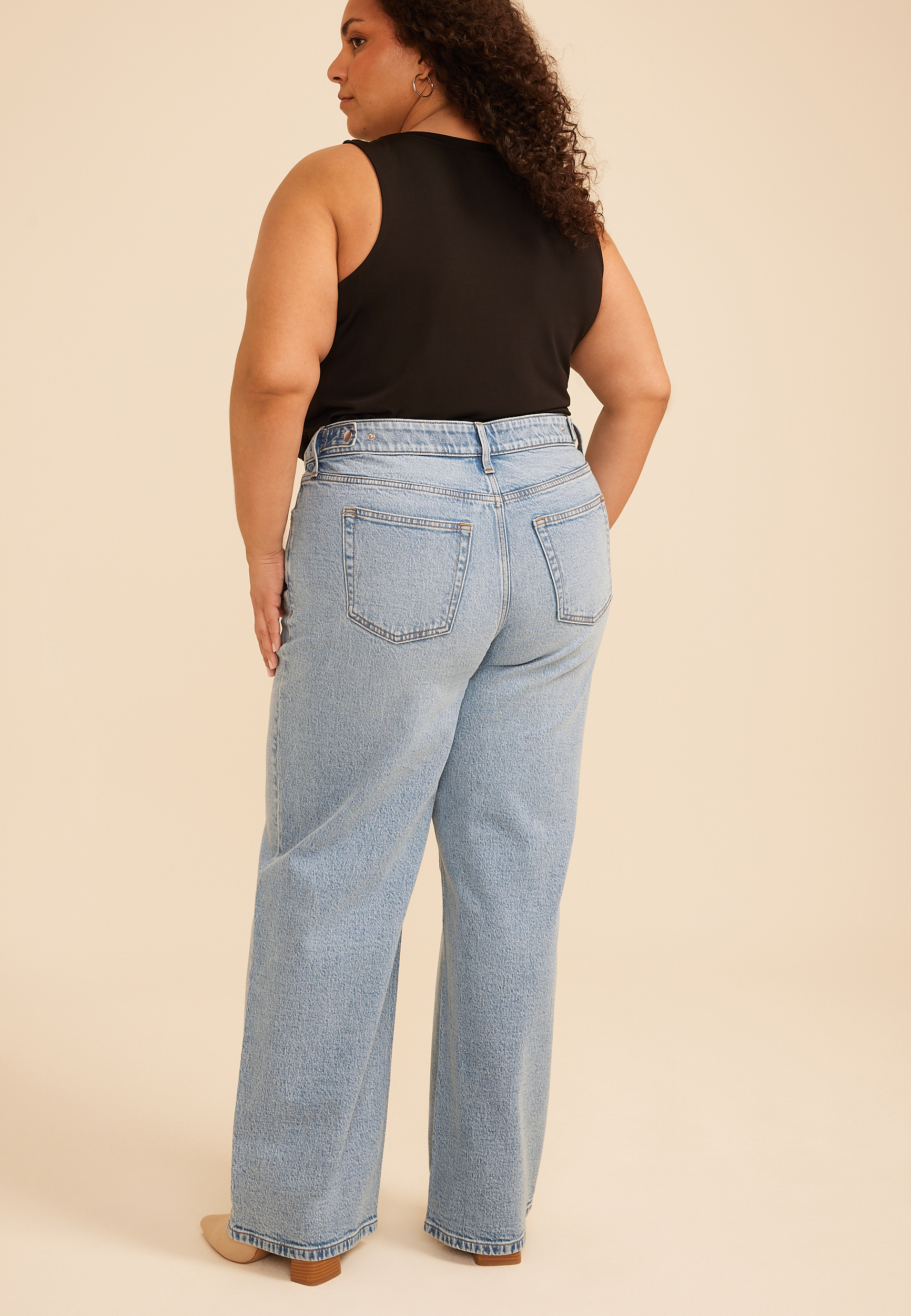 Plus Size edgely&trade; Adjustable Waist High Rise Wide Leg Jean, C3337, large