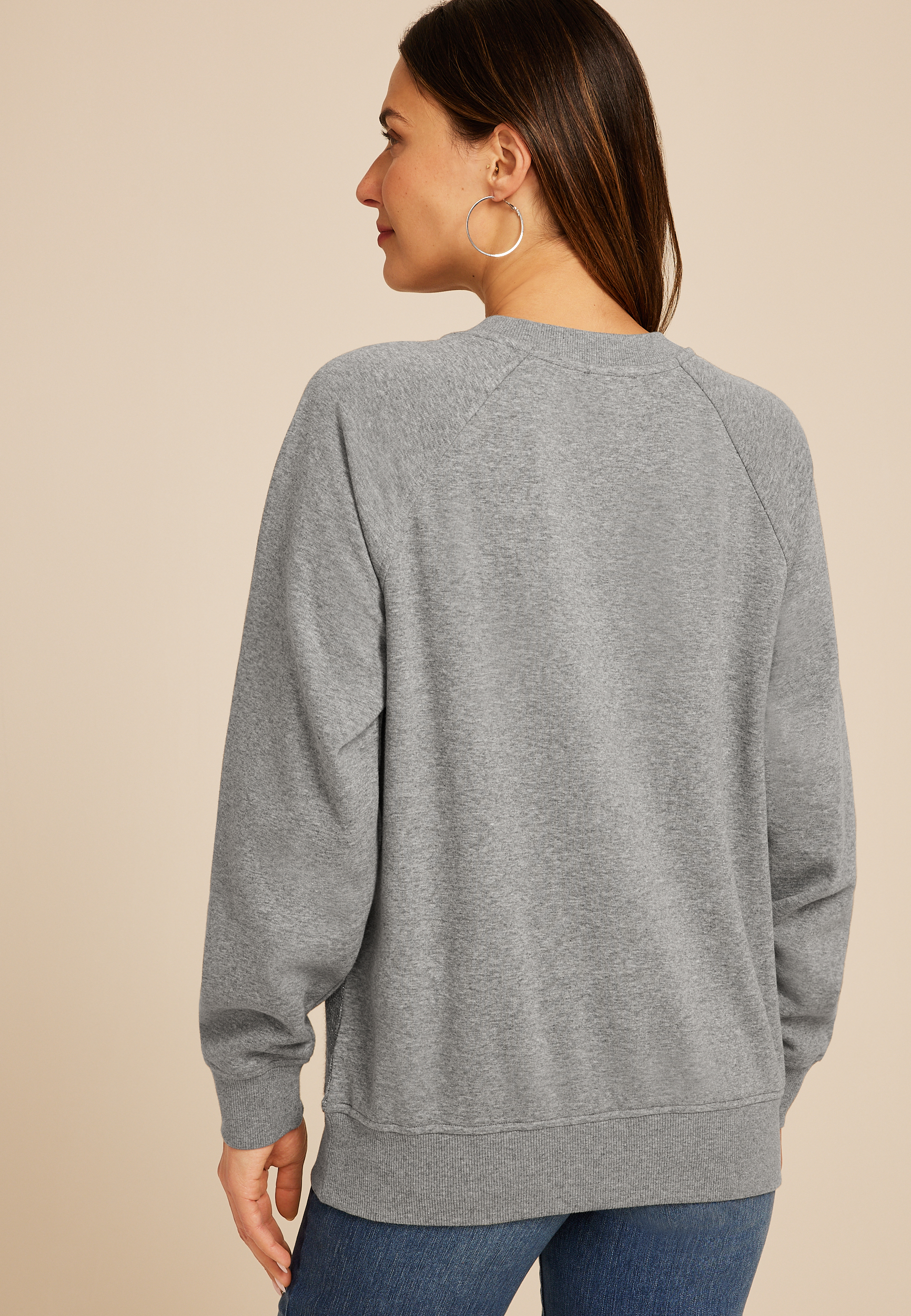 Studio Y Heathered Gray Shimmer Tunic Sweatshirt, C151, large