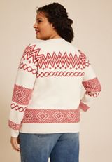 Plus Size Fair Isle Button Front Cardigan, , small