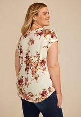 Plus Size 24/7 Berkley Floral V Neck Tee, C1524, small