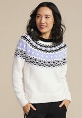 Lilac Fair Isle Eyelash Crew Neck Sweater, C4189, small