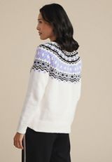 Lilac Fair Isle Eyelash Crew Neck Sweater, C4189, small