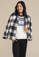 Lilac Fair Isle Eyelash Crew Neck Sweater, C4189, small
