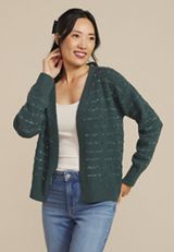 Tinsel Striped Eyelash Open Front Cardigan, C1774, small