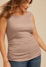 Plus Size Textured Side Shirred Tank Top, C2188, small