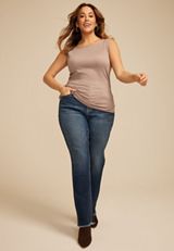 Plus Size Textured Side Shirred Tank Top, C2188, small