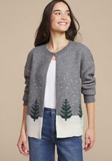 Metallic Tree Clip Front Cardigan, , small
