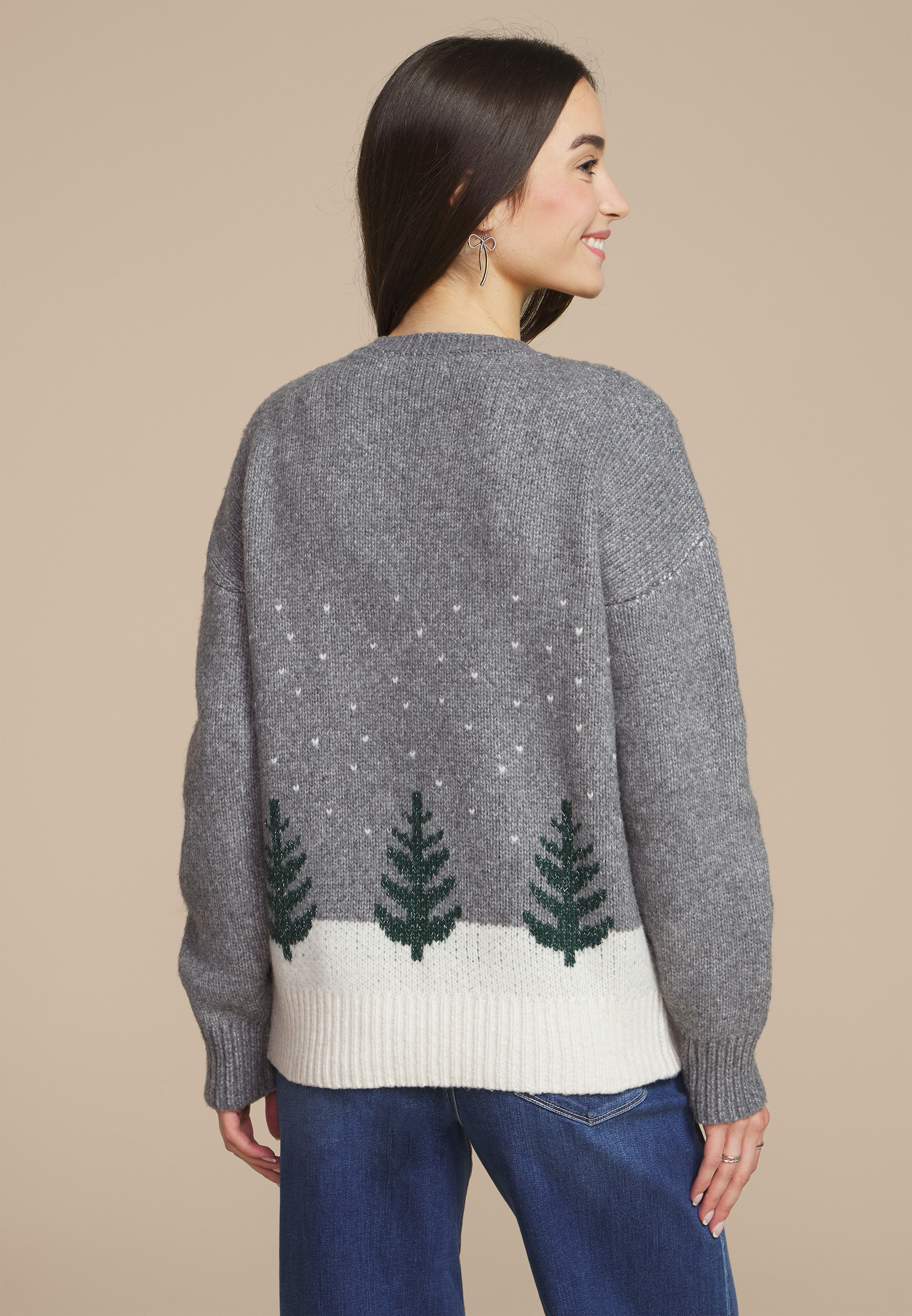 Metallic Tree Clip Front Cardigan, , large