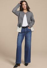 Metallic Tree Clip Front Cardigan, , small