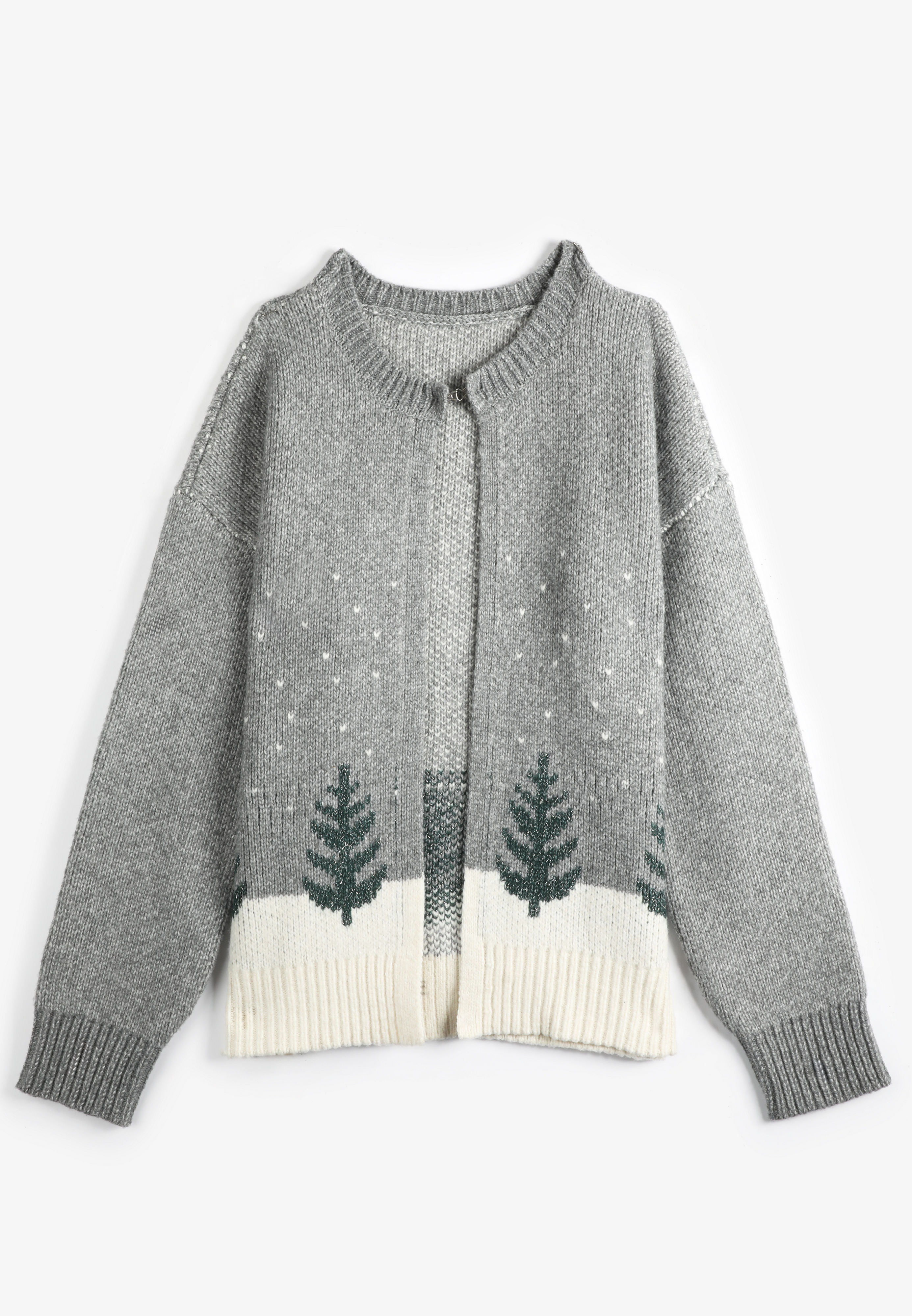 Plus Size Metallic Tree Clip Front Cardigan