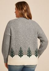 Plus Size Metallic Tree Clip Front Cardigan, , small