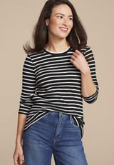 24/7 Striped Ada Ribbed Long Sleeve Tee, C1756, small