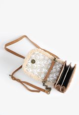 North South Faux Suede And  Sherpa Trim Phone Pouch, , small