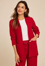 Cozy Ribbed Open Front Cardigan, C4744, small