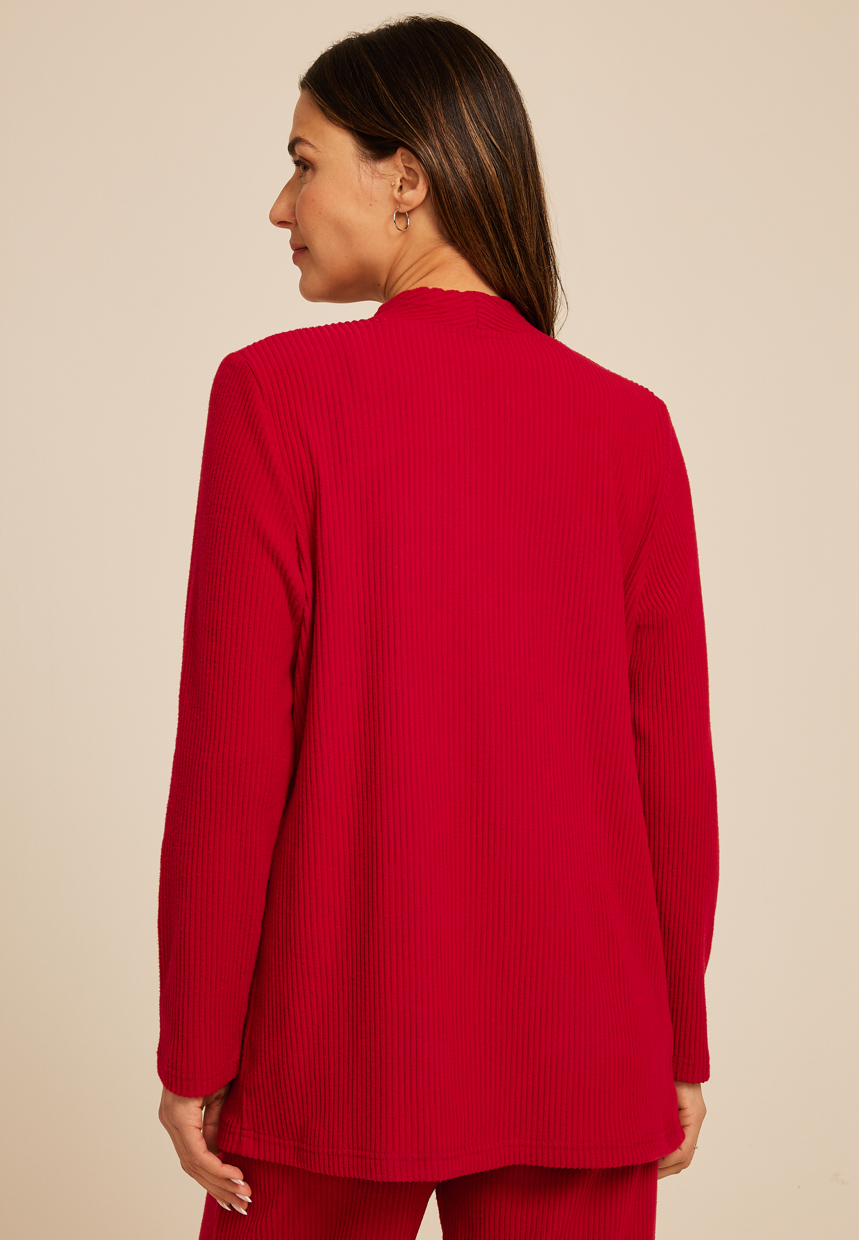 Cozy Ribbed Open Front Cardigan, C4744, large