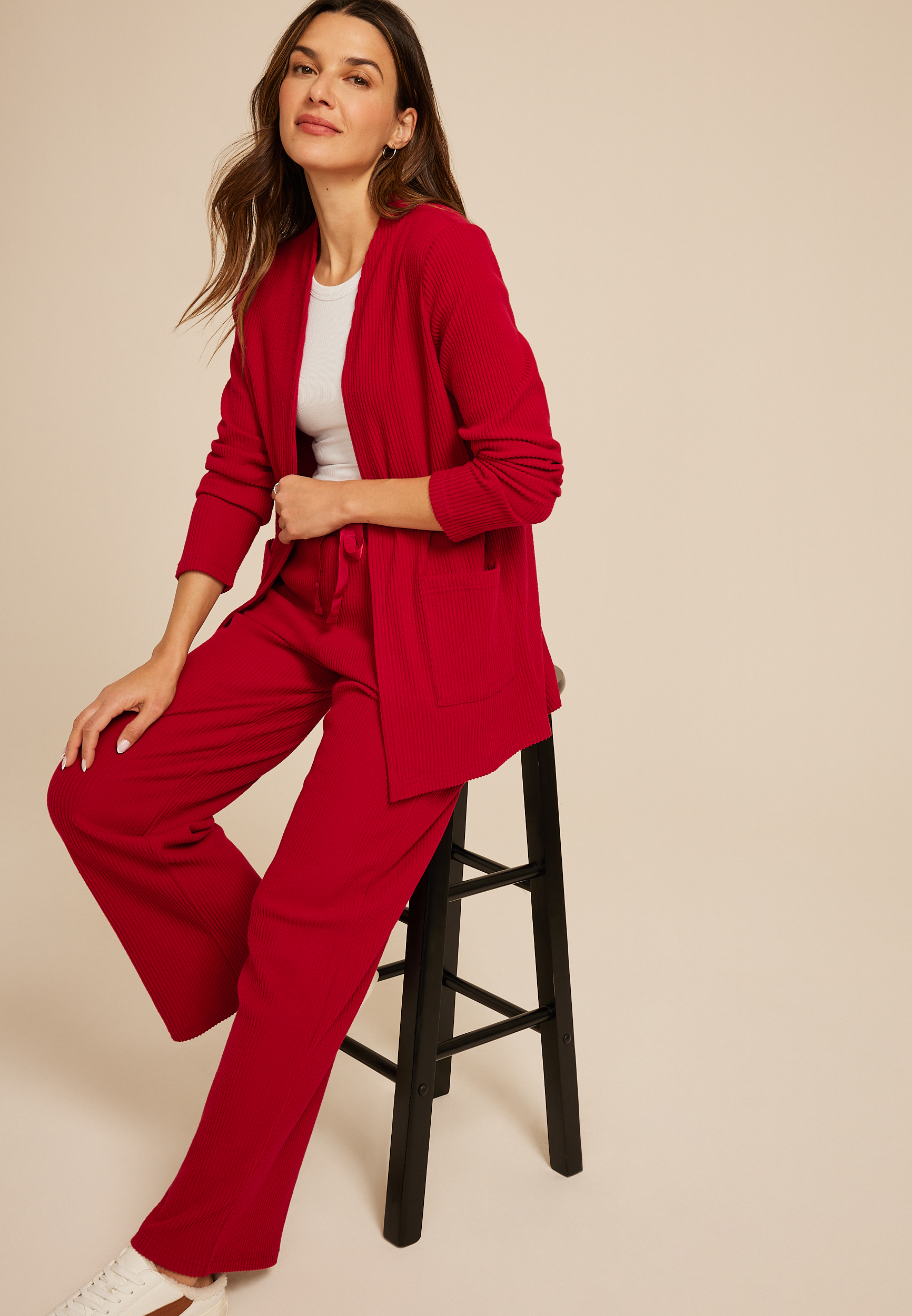 Cozy Ribbed Open Front Cardigan, C4744, large