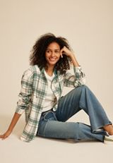 Vintage Plaid Hooded Shacket, CREAM COMBO, small