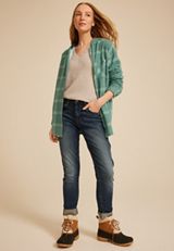 Vintage Plaid Hooded Shacket, C3918, small