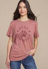 Stay Pawsitive Oversized Fit Graphic Tee, SOFT MAUVE, small